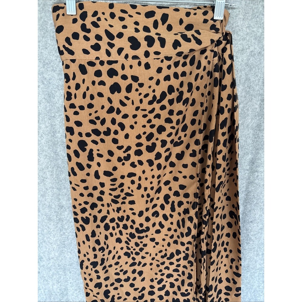 Lulu's Tan Cheetah Animal Print Wrap Midi Skirt Women's Small Tie Bow Waist - Picture 7 of 16